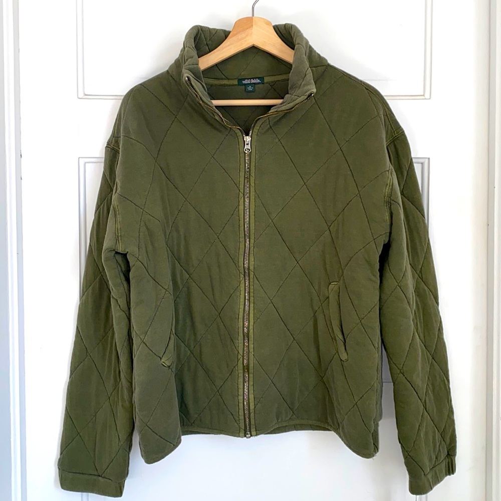 Wild Fable Quilted Jacket 100% Cotton Olive Green Small